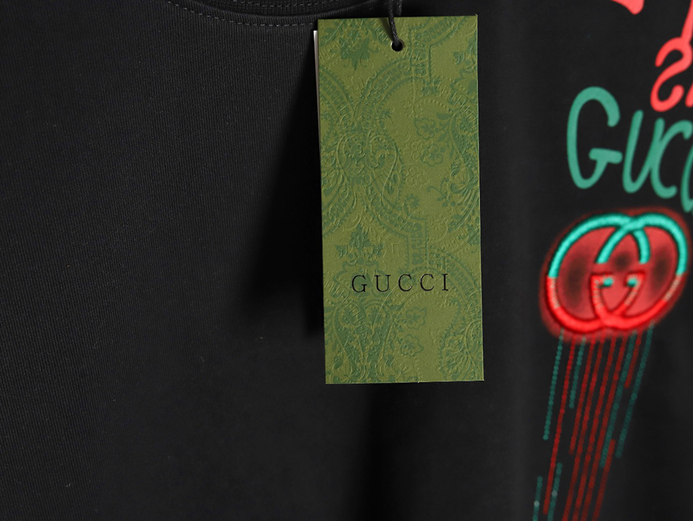 Gucci shoulder contrast logo tassel embroidered short sleeve T-shirt TSK1