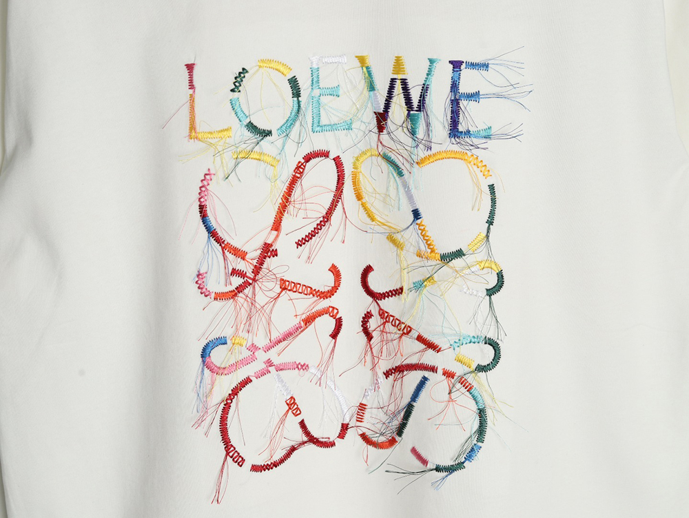 Loewe Colorful Tassel Embroidered Short Sleeve T-shirt