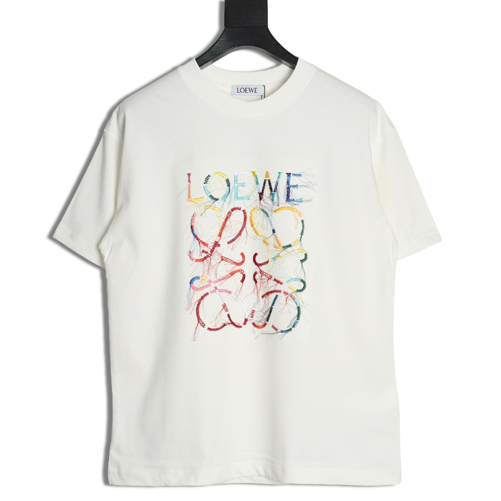 Loewe Colorful Tassel Embroidered Short Sleeve T-shirt