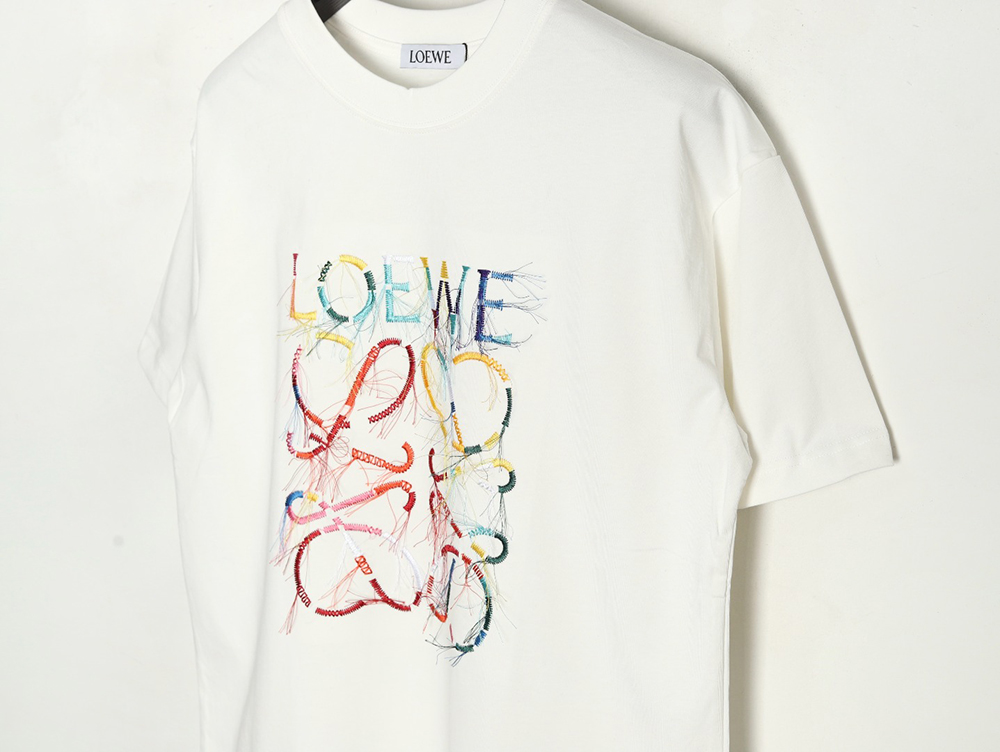 Loewe Colorful Tassel Embroidered Short Sleeve T-shirt