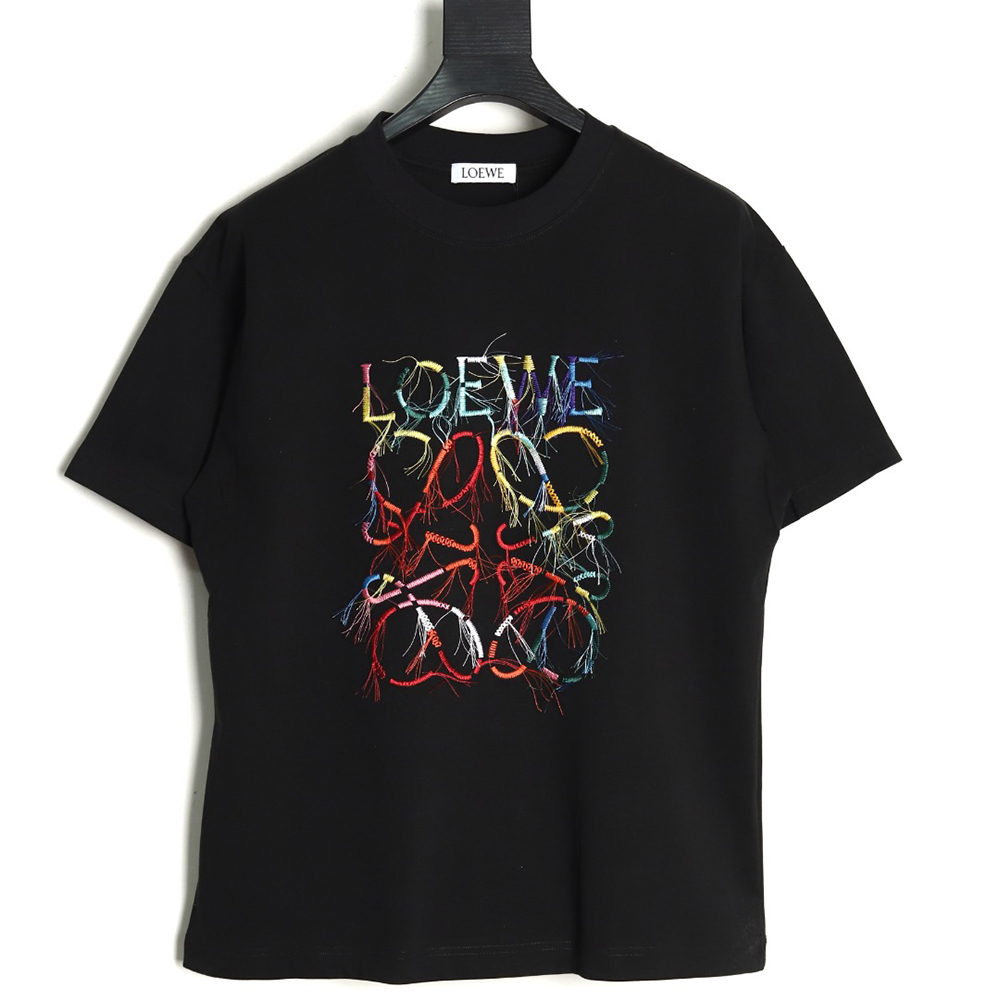 Loewe Colorful Tassel Embroidered Short Sleeve T-shirt TSK1