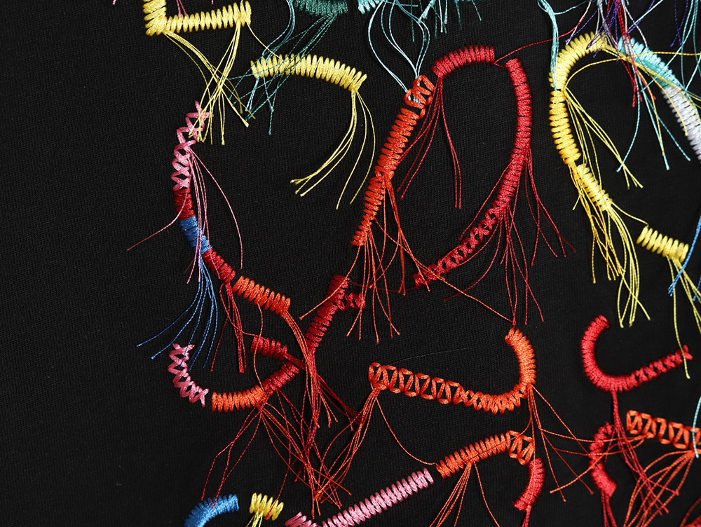 Loewe Colorful Tassel Embroidered Short Sleeve T-shirt TSK1