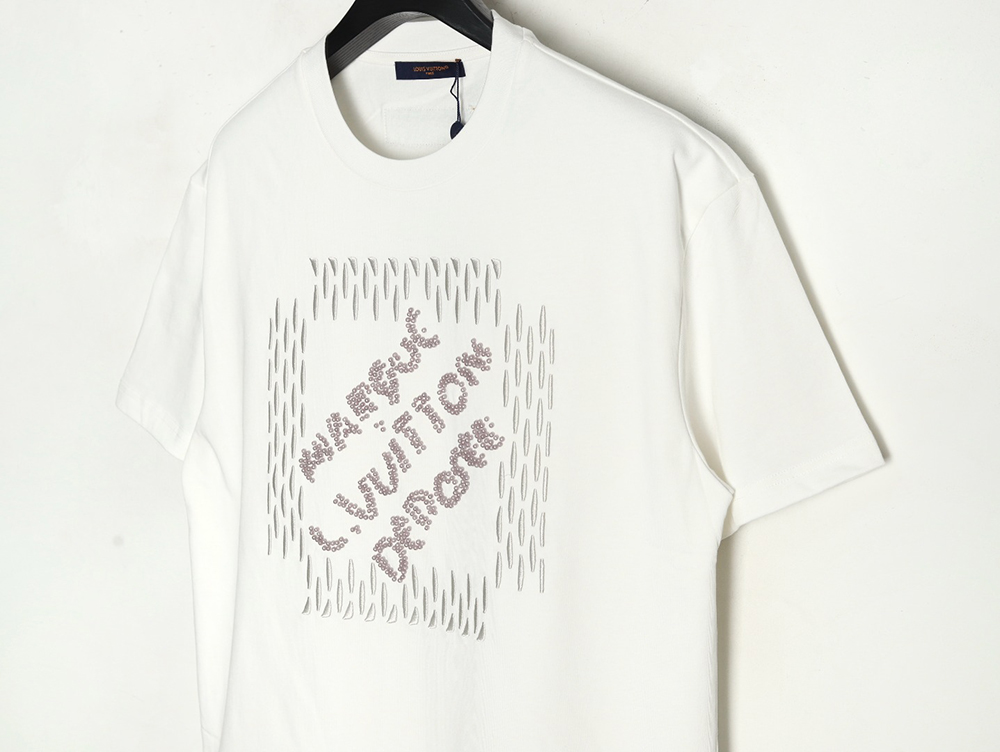 Louis Vuitton tricolor beaded embroidered short-sleeved T-shirt