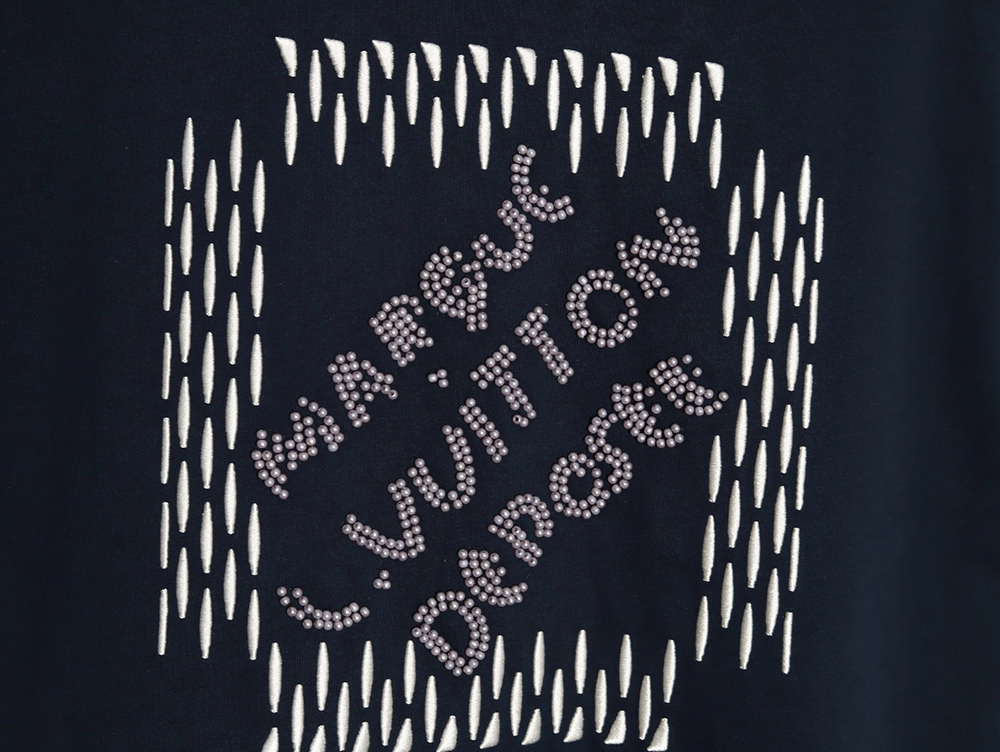 Louis Vuitton tricolor beaded embroidered short-sleeved T-shirt TSK1