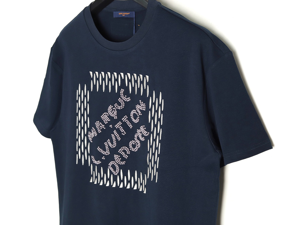Louis Vuitton tricolor beaded embroidered short-sleeved T-shirt TSK1