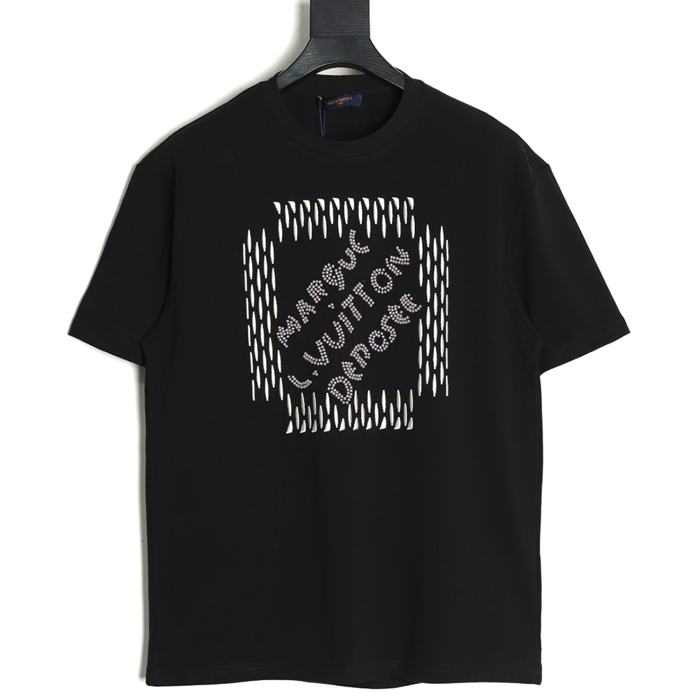 Louis Vuitton tricolor beaded embroidered short-sleeved T-shirt TSK2