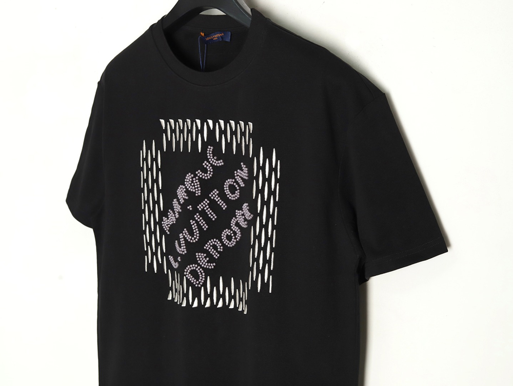 Louis Vuitton tricolor beaded embroidered short-sleeved T-shirt TSK2