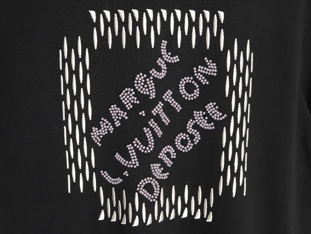 Louis Vuitton tricolor beaded embroidered short-sleeved T-shirt TSK2