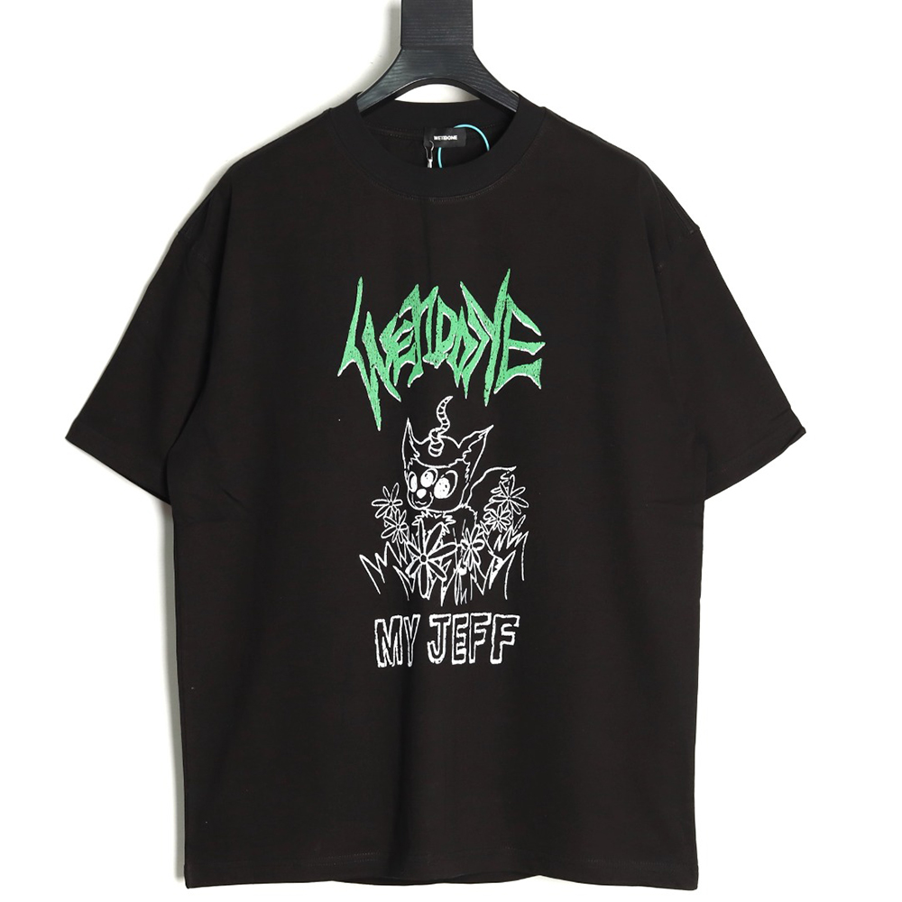 We11Done Gothic font print monster sketch short-sleeved T-shirt TSK1