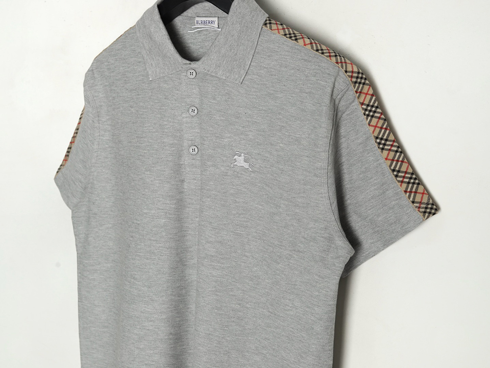 Burberry Warhorse Embroidery Check Shoulder Short Sleeve Polo Shirt TSK1