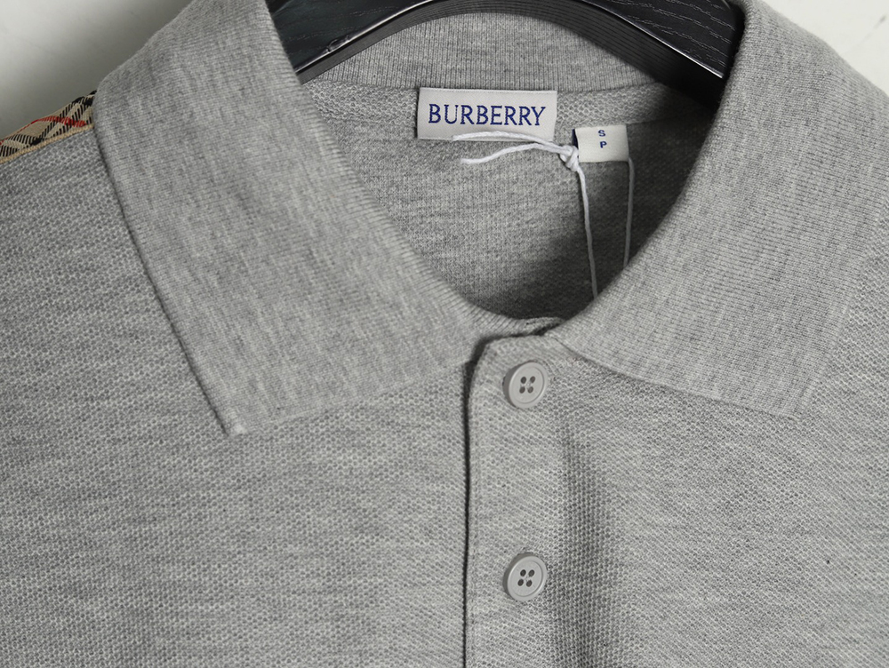 Burberry Warhorse Embroidery Check Shoulder Short Sleeve Polo Shirt TSK1