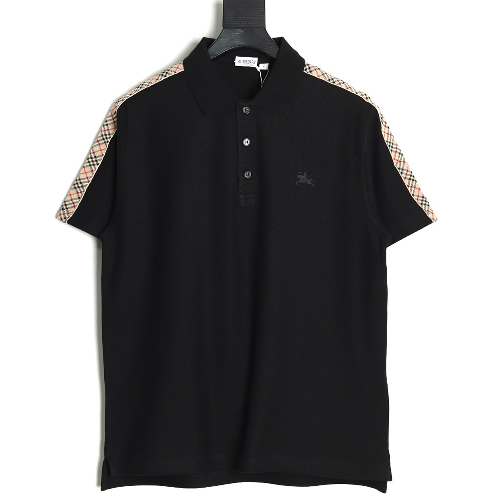 Burberry Warhorse Embroidery Check Shoulder Short Sleeve Polo Shirt TSK2