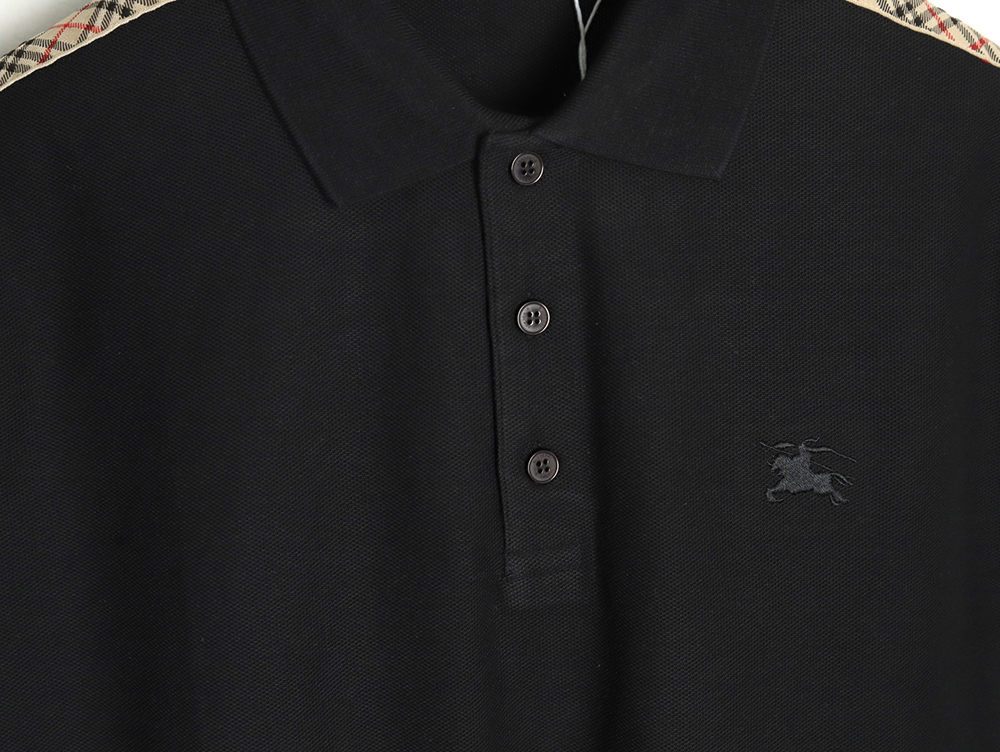 Burberry Warhorse Embroidery Check Shoulder Short Sleeve Polo Shirt TSK2