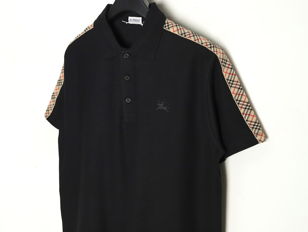 Burberry Warhorse Embroidery Check Shoulder Short Sleeve Polo Shirt TSK2