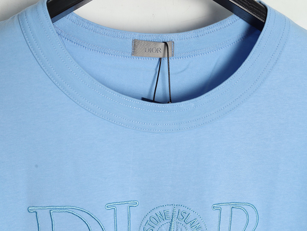 Dior & Stone Island Embroidered Letter Compass Short Sleeve T-Shirt