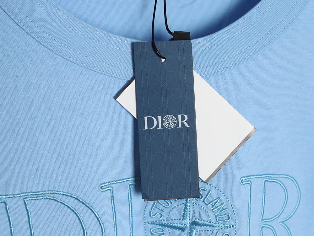 Dior & Stone Island Embroidered Letter Compass Short Sleeve T-Shirt