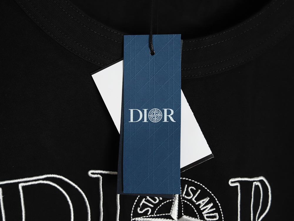 Dior & Stone Island Embroidered Letter Compass Short Sleeve T-Shirt TSK1