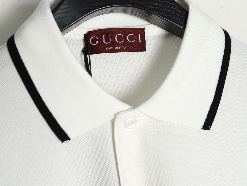 Gucci contrasting collar lettering laser embroidery short sleeve polo shirt