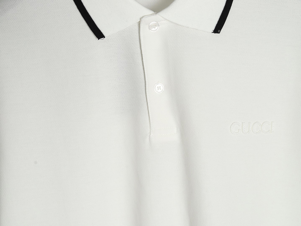 Gucci contrasting collar lettering laser embroidery short sleeve polo shirt