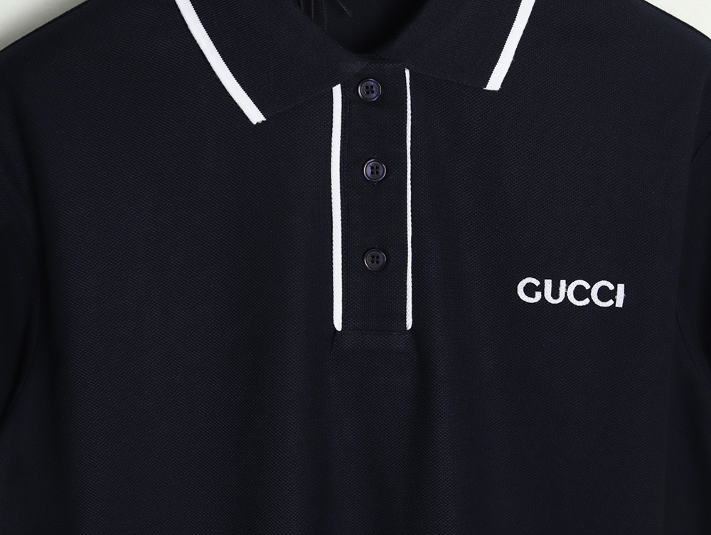 Gucci contrasting collar lettering laser embroidery short sleeve polo shirt TSK1