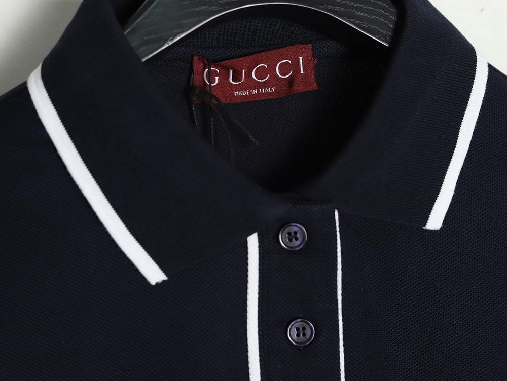 Gucci contrasting collar lettering laser embroidery short sleeve polo shirt TSK1