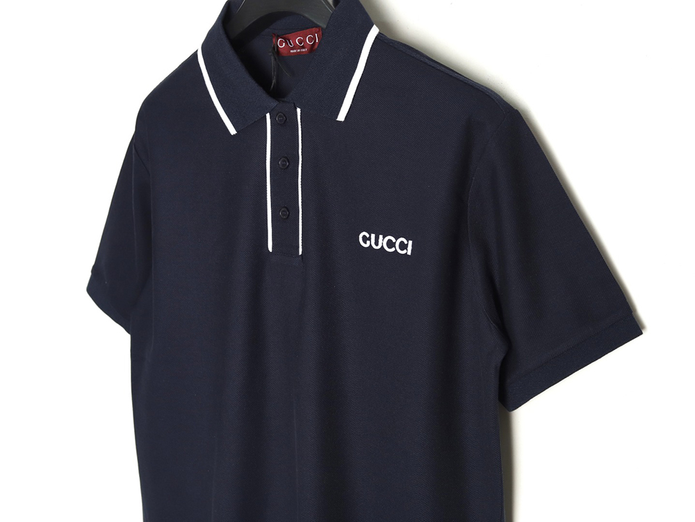 Gucci contrasting collar lettering laser embroidery short sleeve polo shirt TSK1