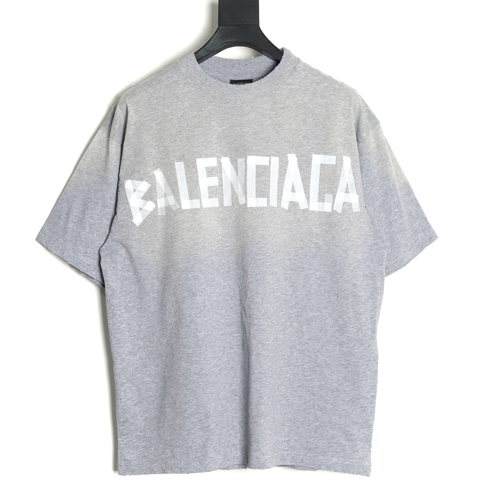 Balenciaga Grey Masking Tape Short Sleeve T-Shirt
