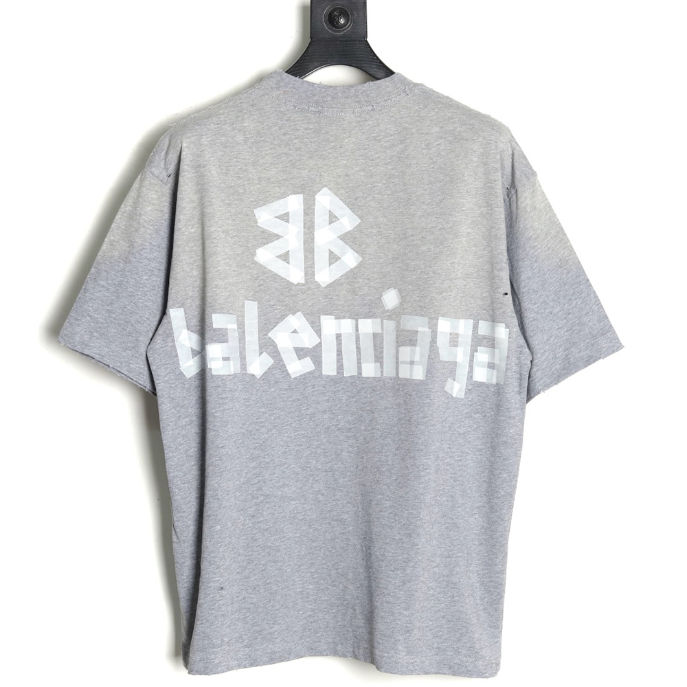 Balenciaga Grey Masking Tape Short Sleeve T-Shirt