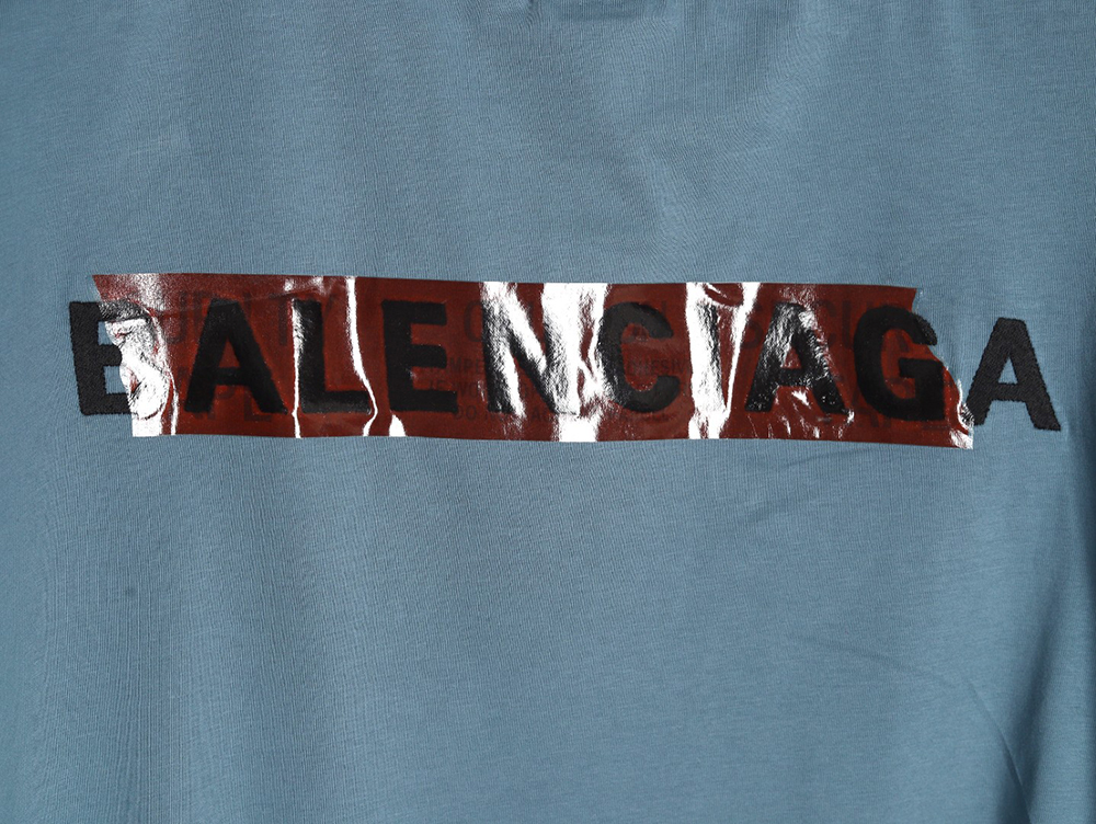 Balenciaga Masking Paper Red Tape Short Sleeve T-Shirt