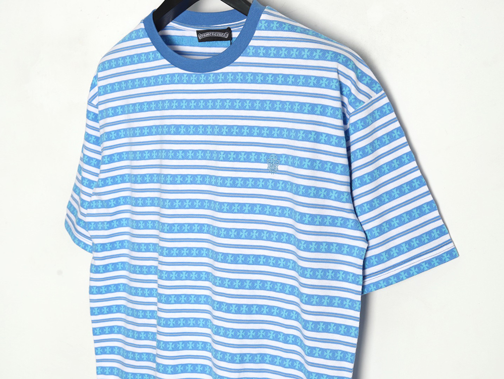 Chrome Hearts Striped Cross Short Sleeve T-Shirt