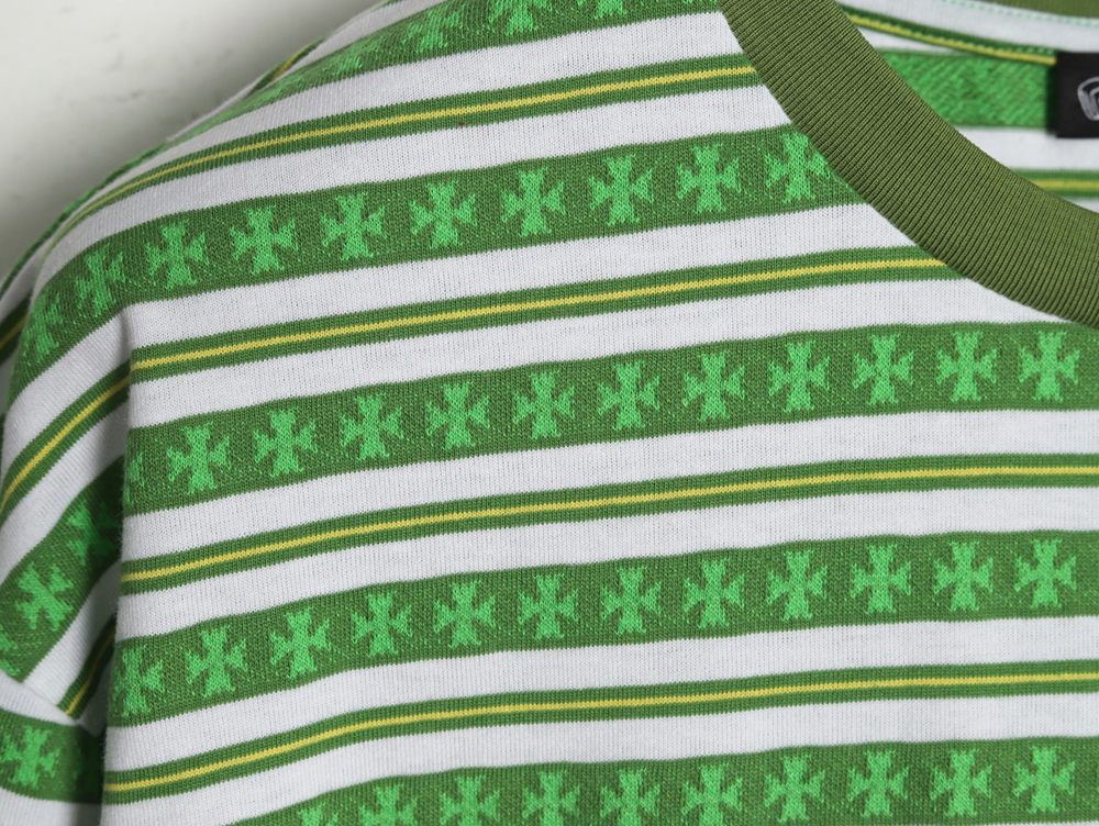 Chrome Hearts Striped Cross Short Sleeve T-Shirt TSK1