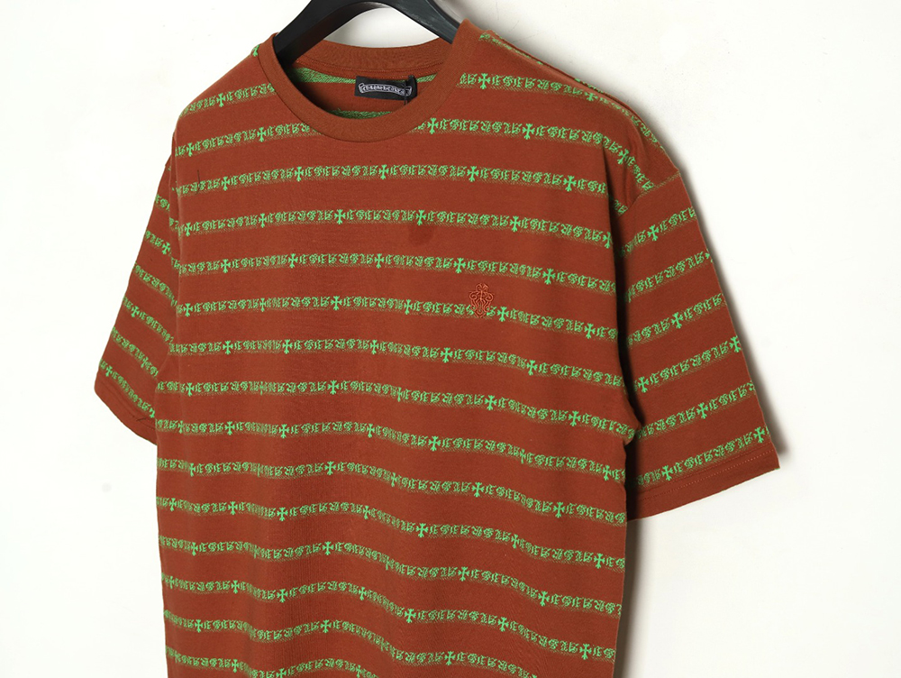 Chrome Hearts Striped Cross Short Sleeve T-Shirt TSK2