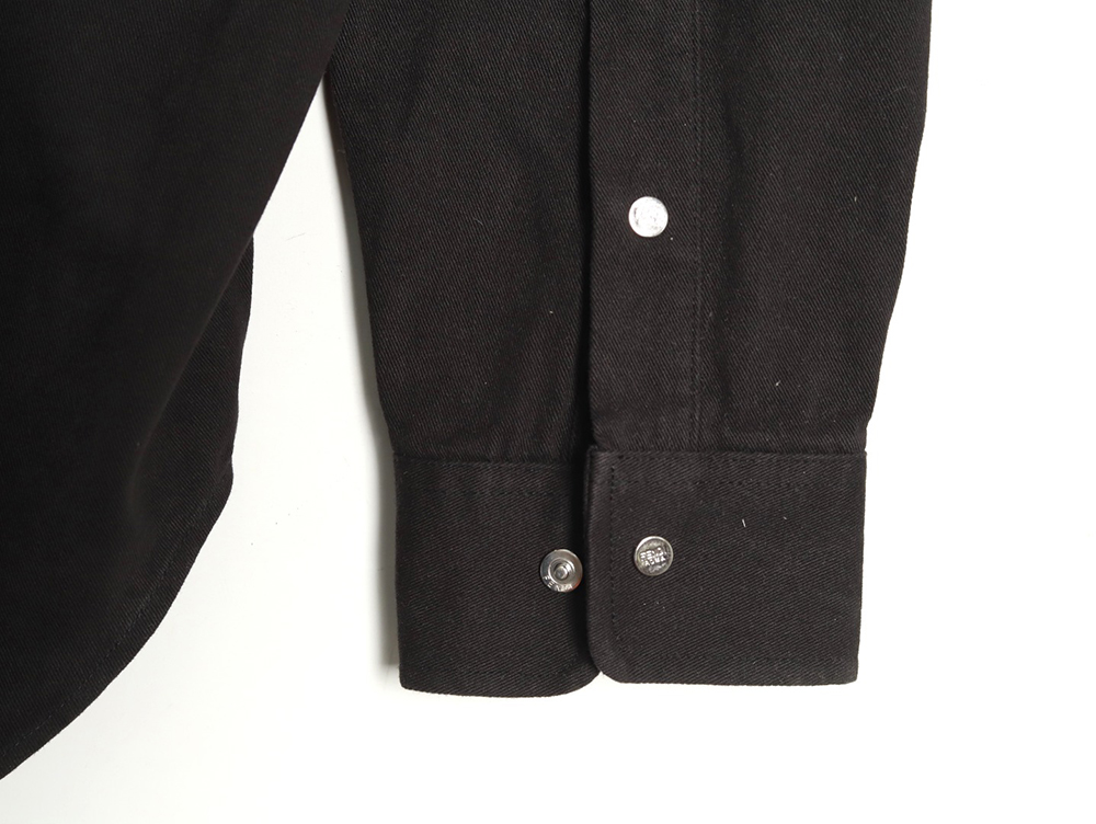 Fendi leather label patch long sleeve shirt