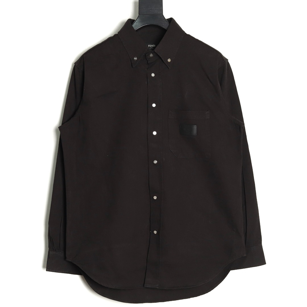 Fendi leather label patch long sleeve shirt