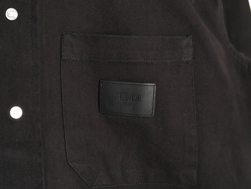 Fendi leather label patch long sleeve shirt
