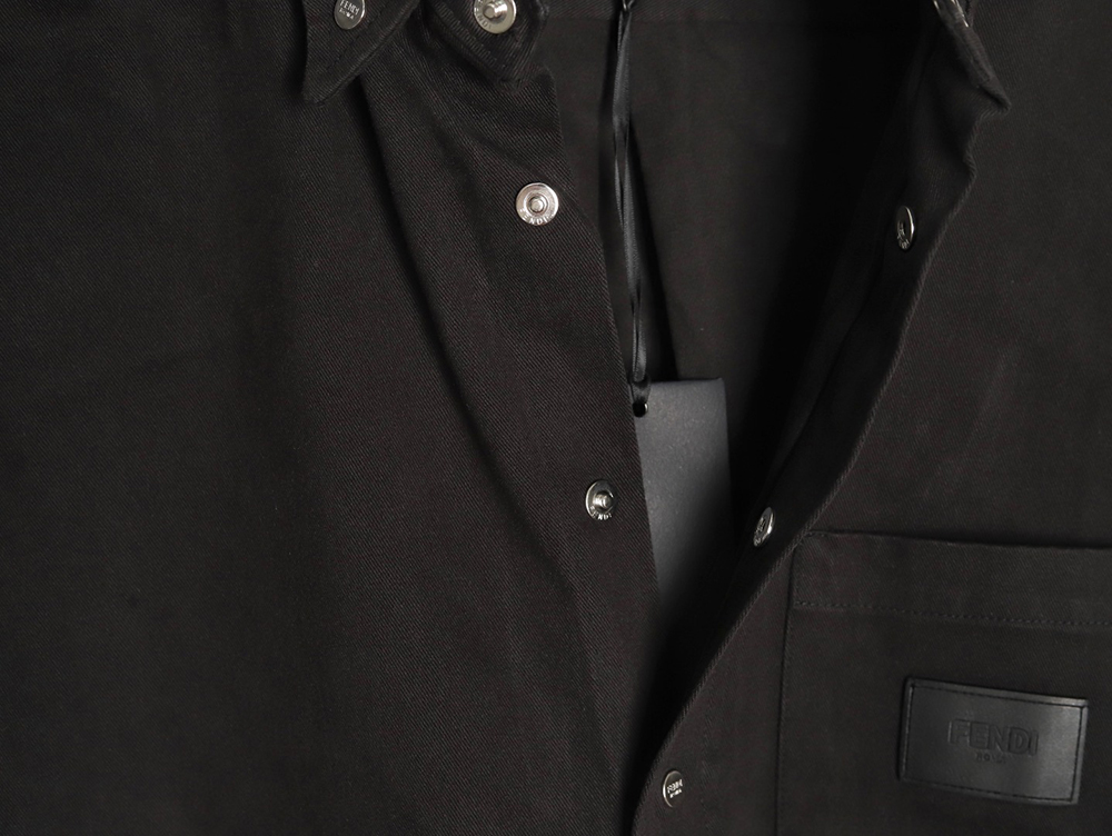 Fendi leather label patch long sleeve shirt