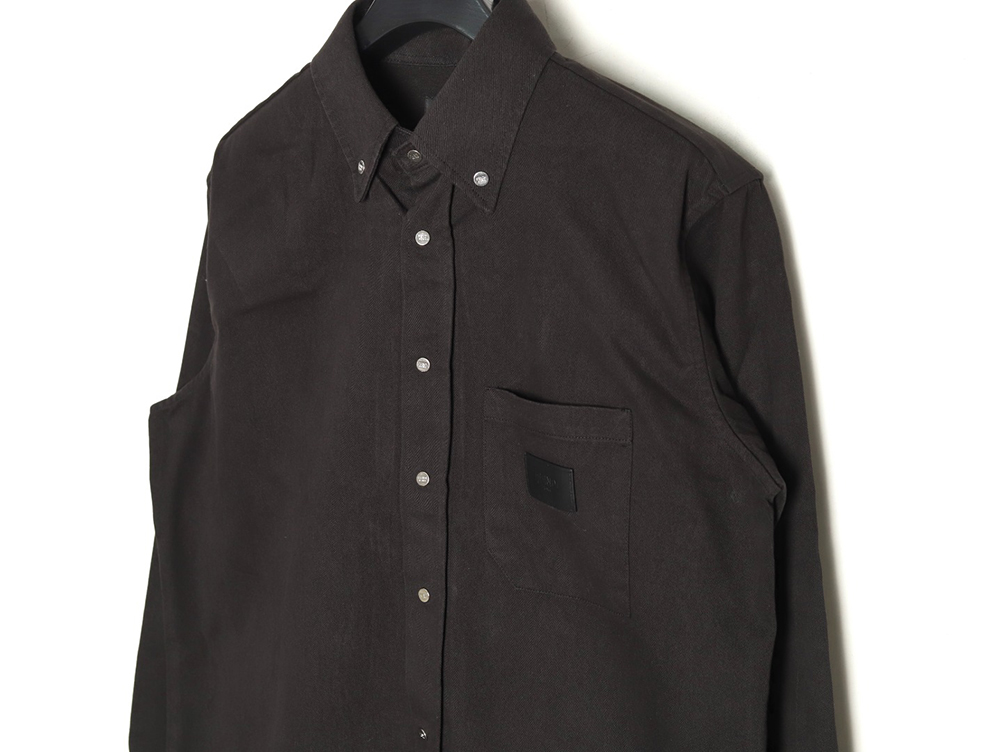 Fendi leather label patch long sleeve shirt