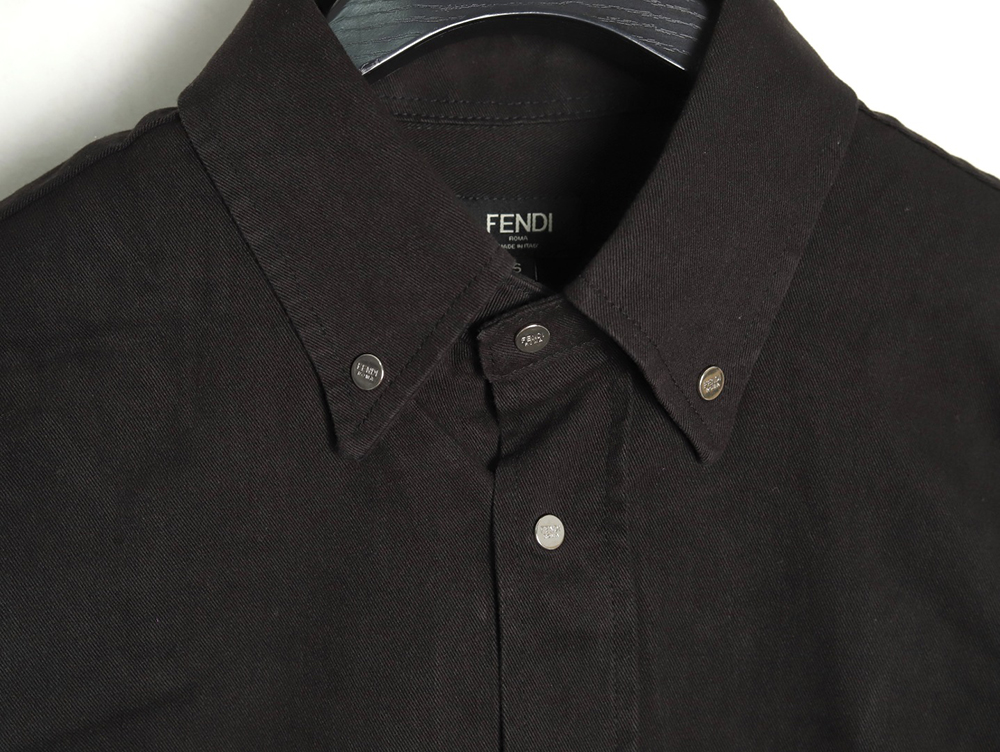 Fendi leather label patch long sleeve shirt