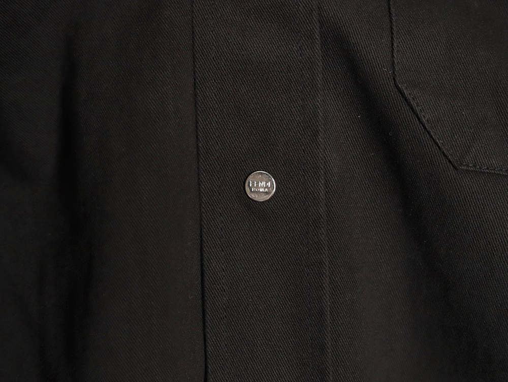 Fendi leather label patch long sleeve shirt