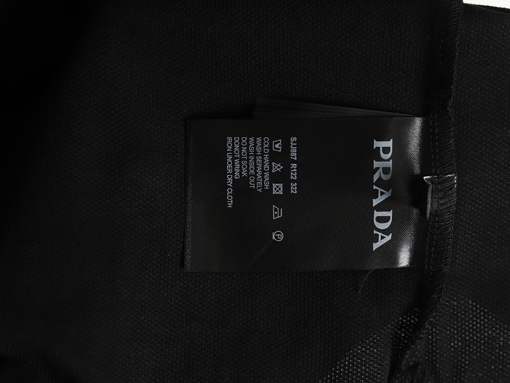 Prada Red Stripe Triangle Half Zip Short Sleeve POLO Shirt