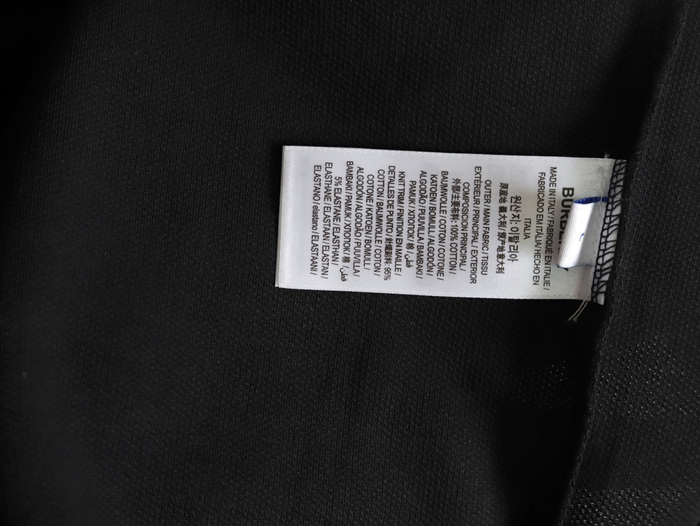 Burberry Check Lapel Long Sleeve Polo Shirt Black