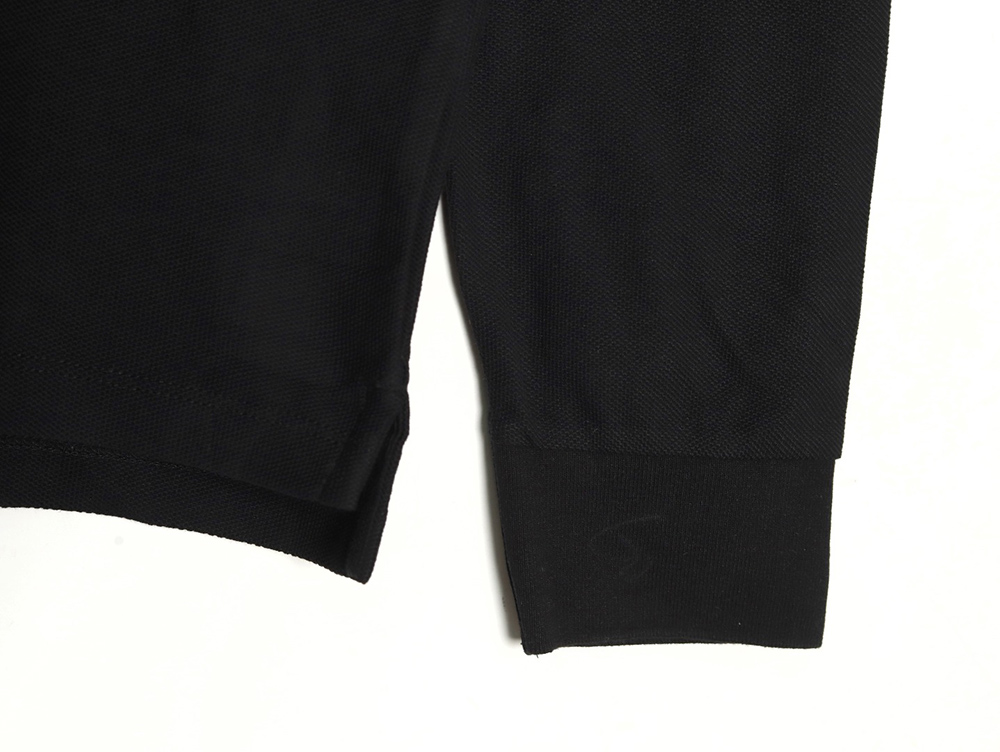 Burberry Check Lapel Long Sleeve Polo Shirt Black