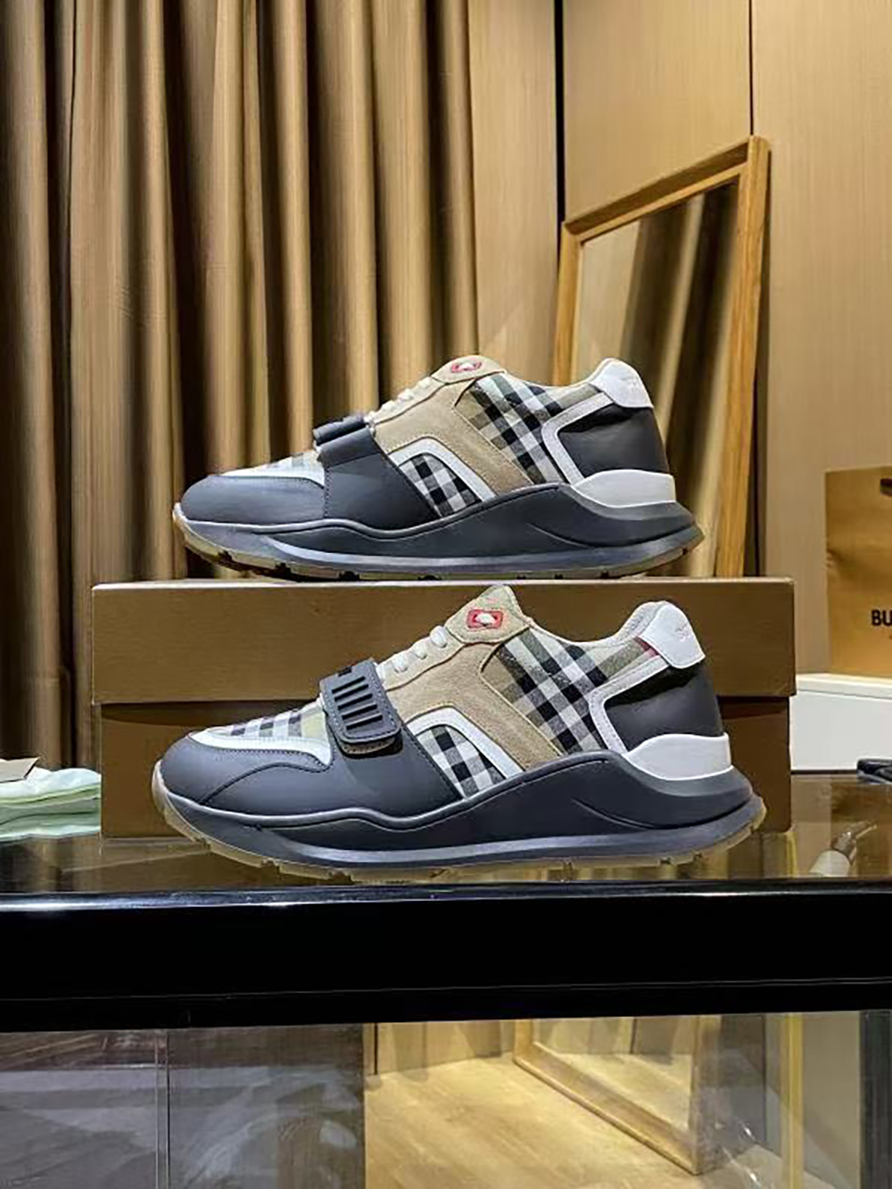 Burberry Ramsey Vintage Check Suede Leather Sneakers