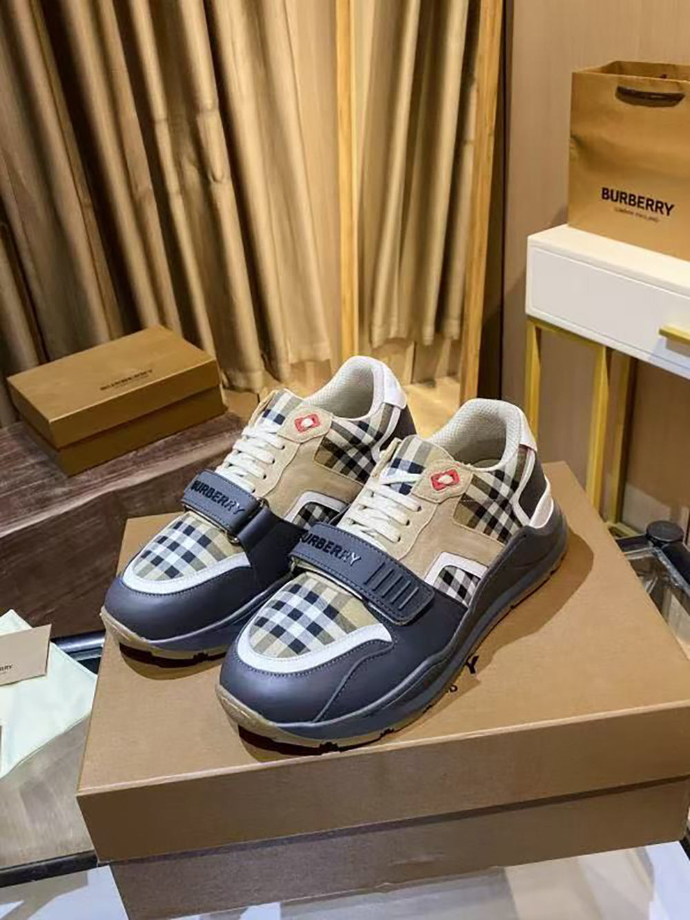 Burberry Ramsey Vintage Check Suede Leather Sneakers