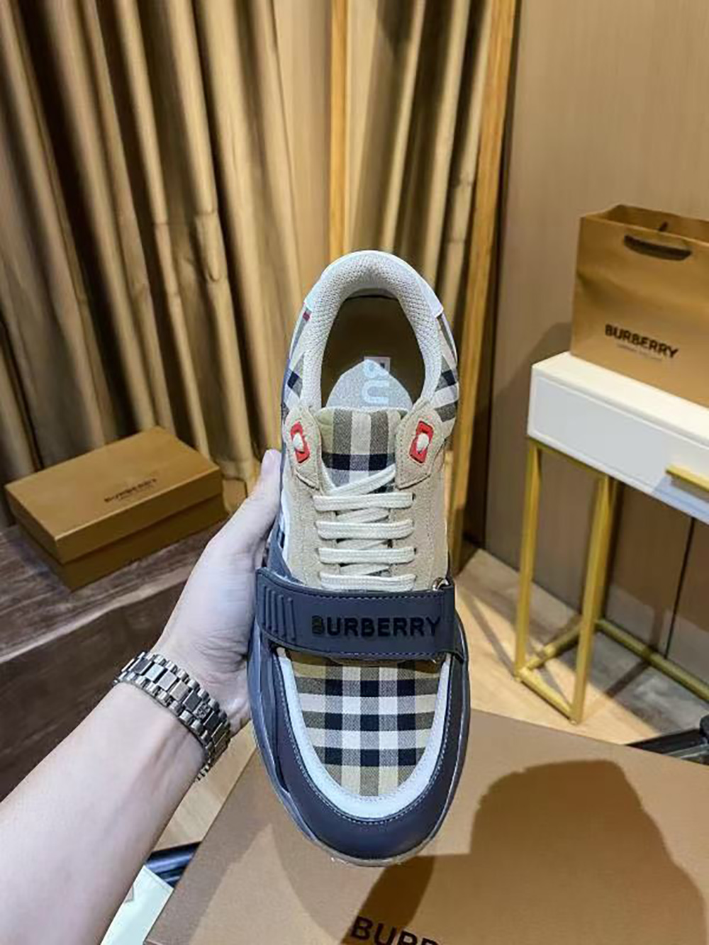 Burberry Ramsey Vintage Check Suede Leather Sneakers