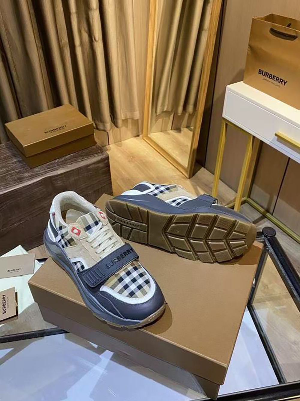 Burberry Ramsey Vintage Check Suede Leather Sneakers