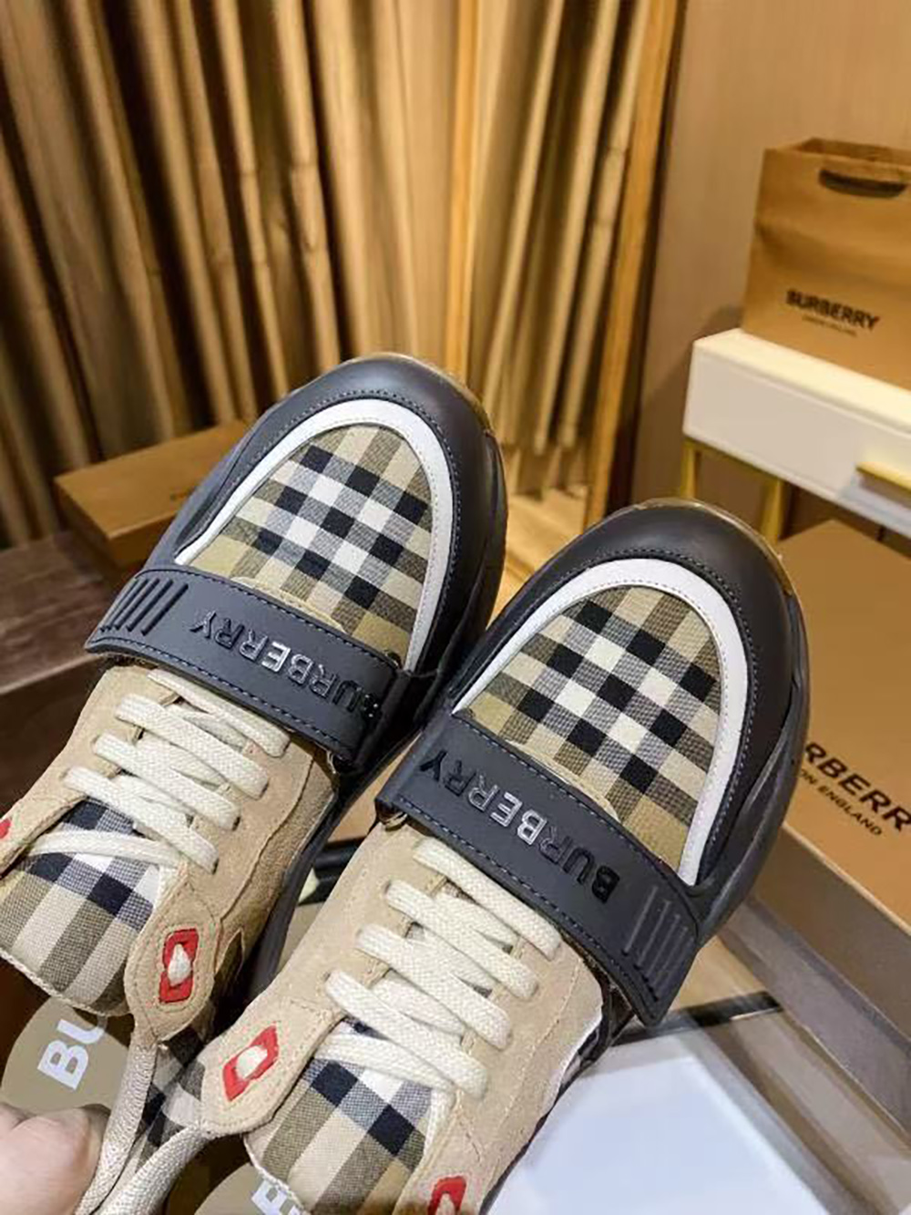 Burberry Ramsey Vintage Check Suede Leather Sneakers