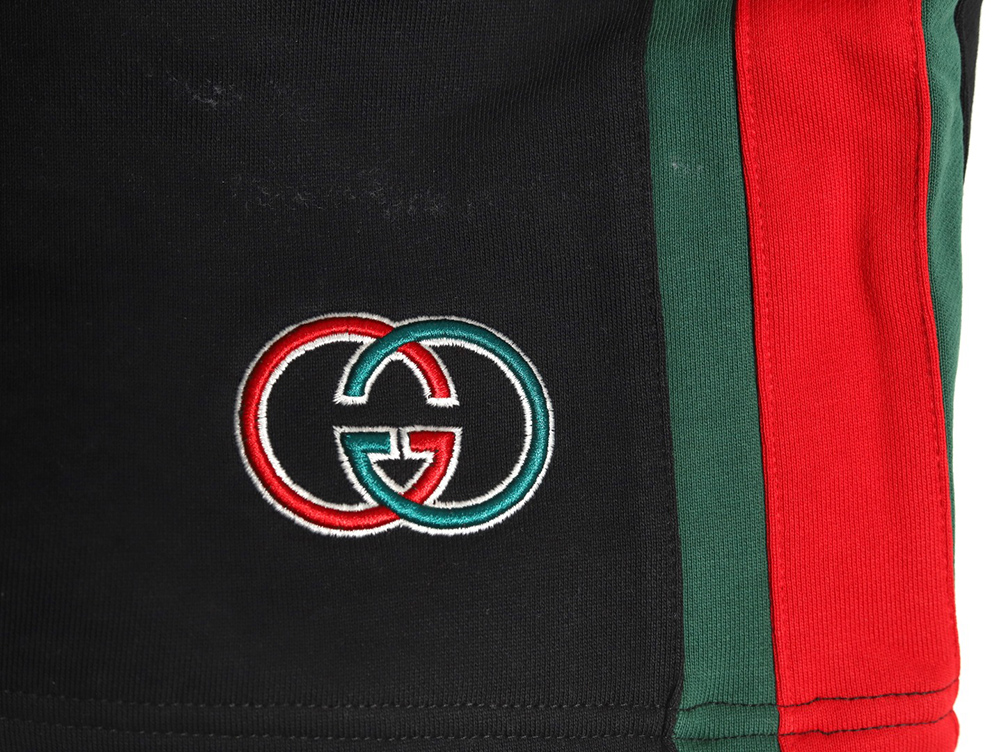 Gucci Side webbing double G embroidered lettering shorts