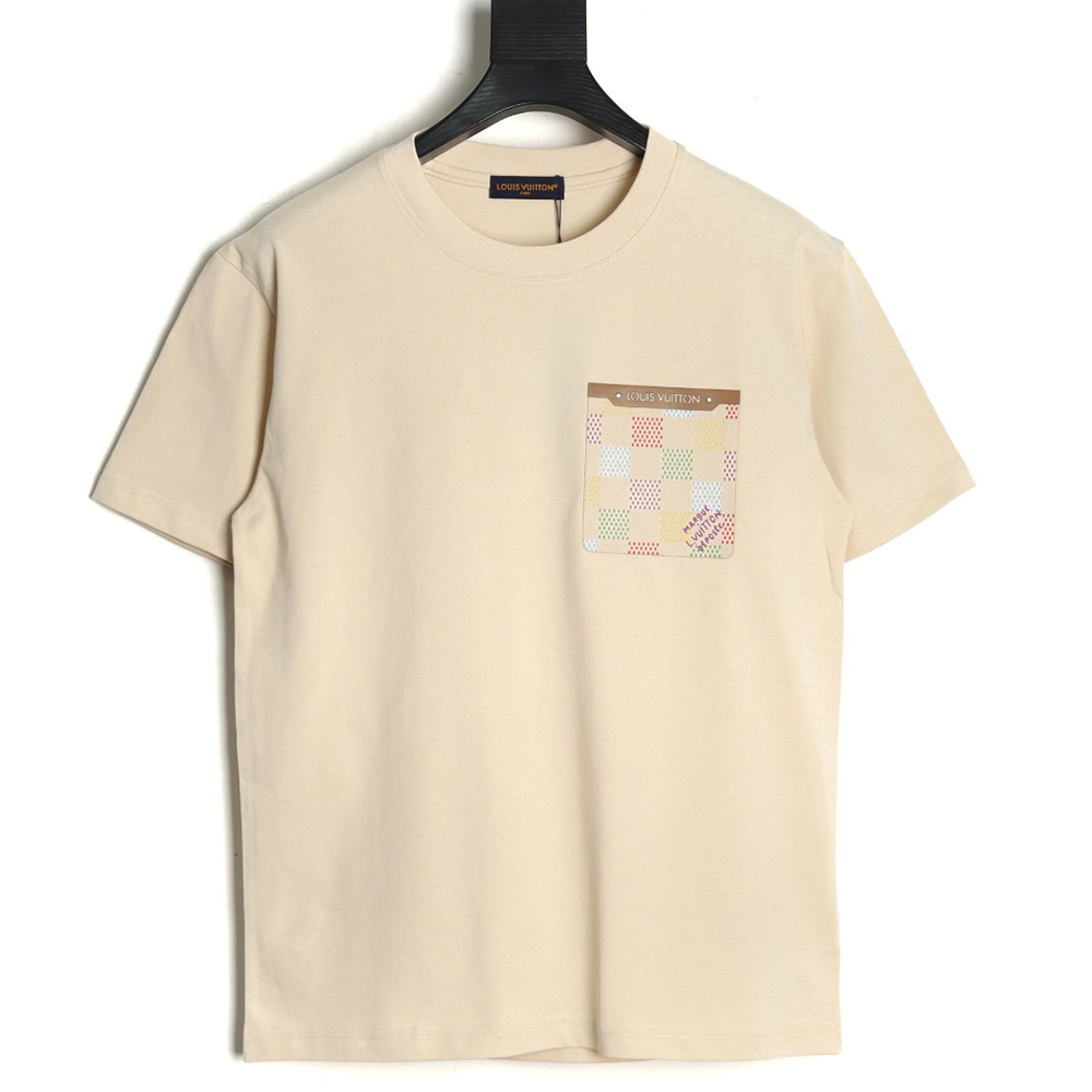 Louis Vuitton Checkerboard Leather Patches Pocket Short Sleeves