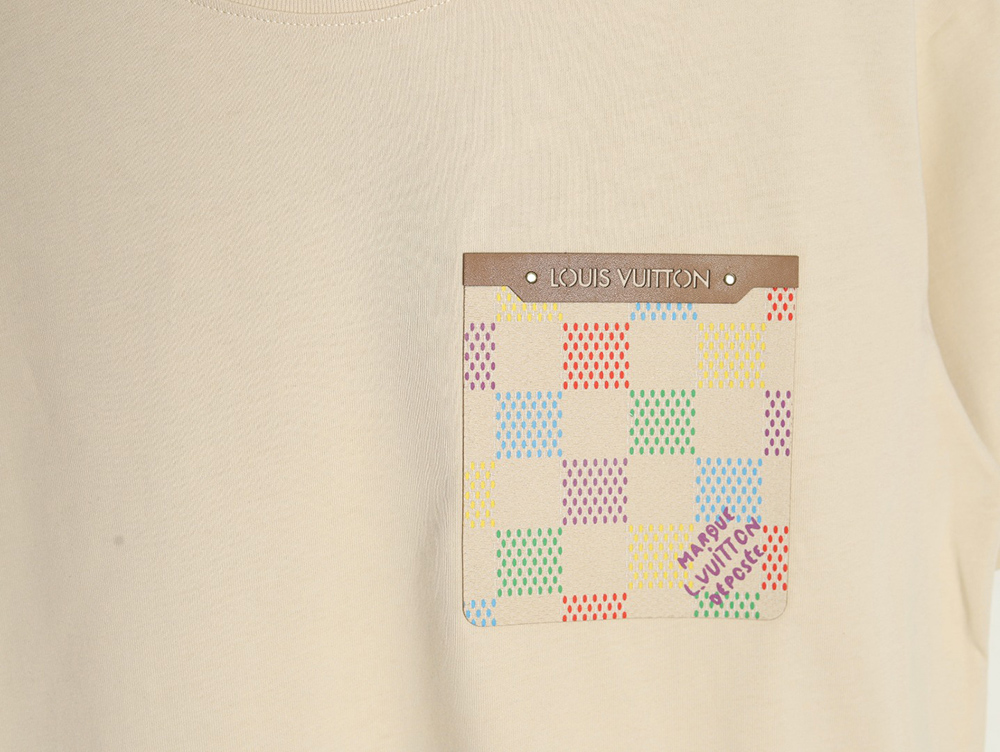 Louis Vuitton Checkerboard Leather Patches Pocket Short Sleeves